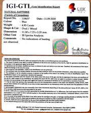 4.95/CT Natural Blue Sapphire with Govt Lab Certificate-BLUSA9U